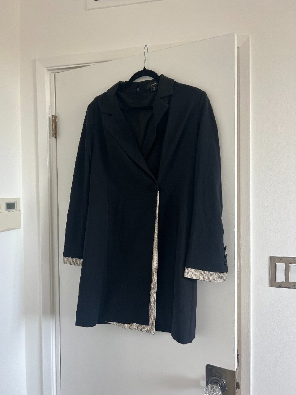 Halogen Black Rhinestone Trim Peekaboo Long Sleeve Blazer Minidress Size M